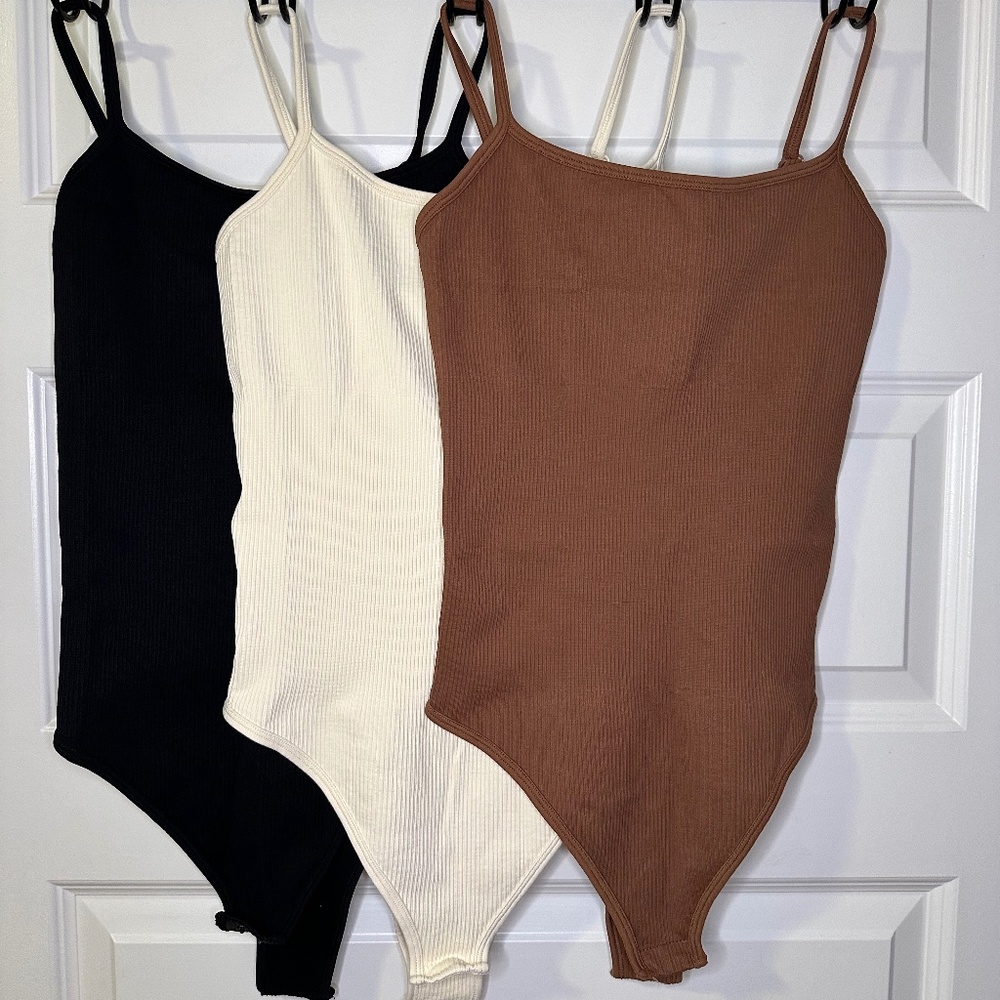Shaping Ribbed Bodysuits (Set of 3)